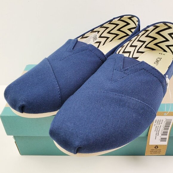 TOMS Alpargata Slip-On Shoes Navy Recycled Cotton Canvas Women's 9.5 NIB - Picture 6 of 12